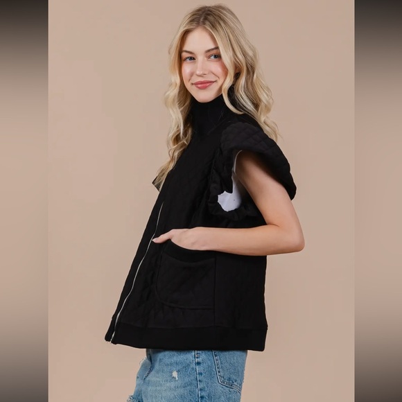 Fabulous Ruffle Sleeve Textured Zipper Jacket - Picture 5 of 5